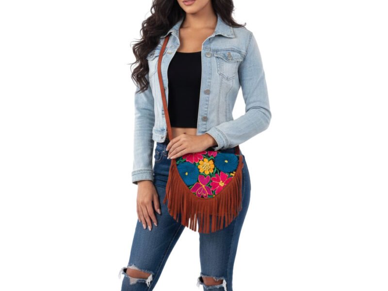 Bolsa Para Mujer De Gamuza Bordado De Moda