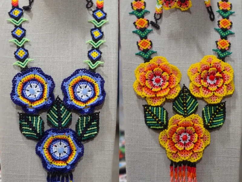 Juego De Collar Largo Con Aretes Y Pulsera Arte Huichol