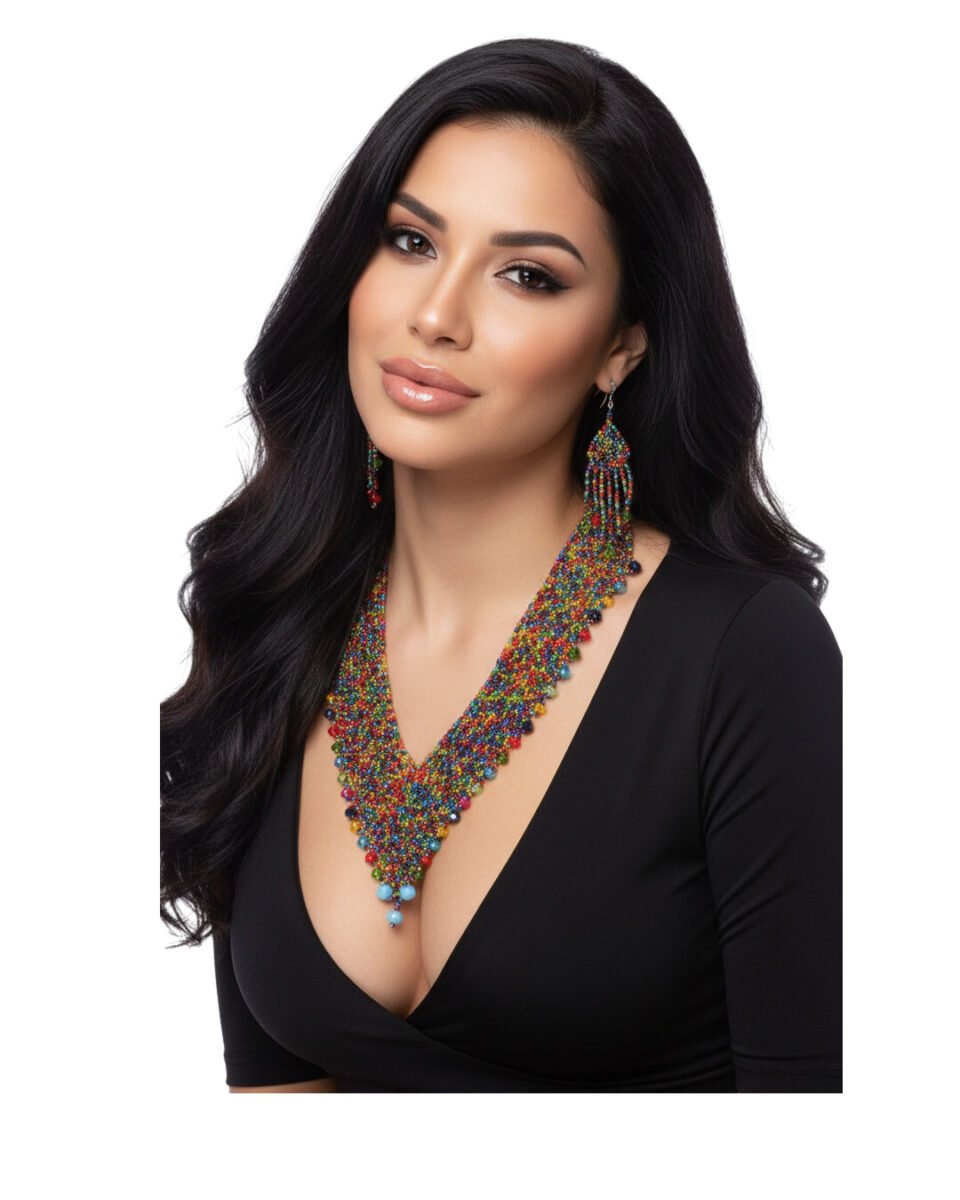 Juego De Collar Para Mujer Con Aretes Y Pulsera De Chaquira - Image 5