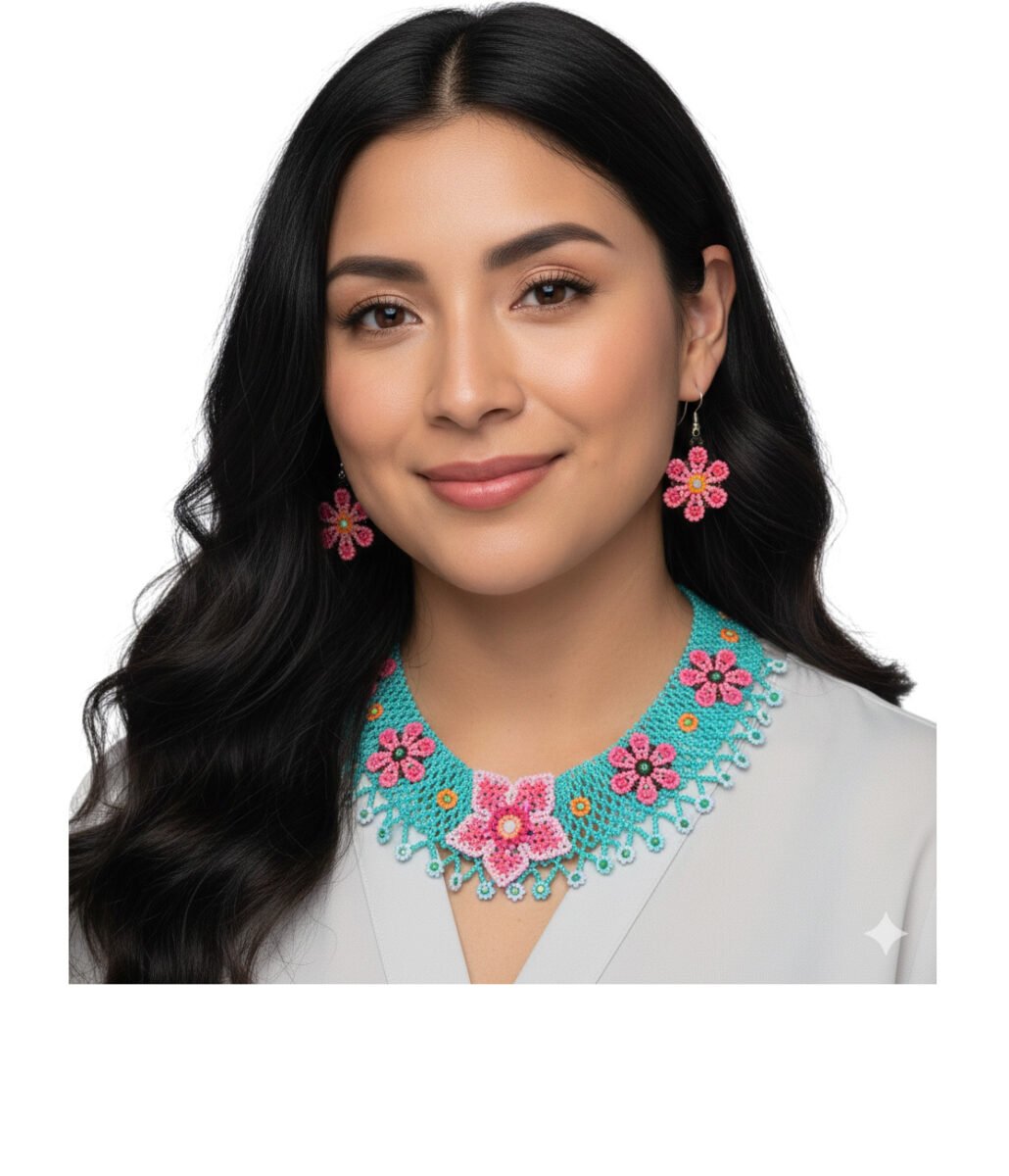 Set Collar Aretes Y Pulsera De Cuentas Artesanal