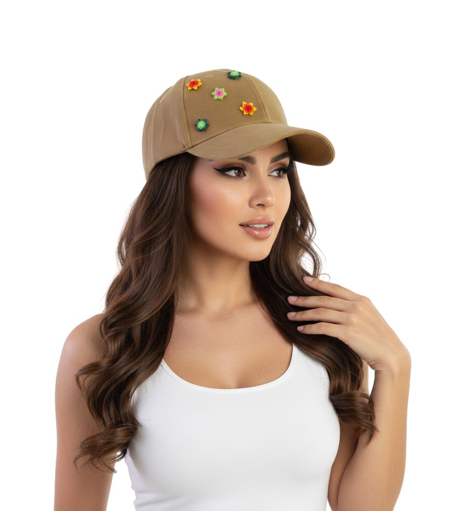 Gorra Para Dama Con Estrellitas De Chaquira Artesanal - Image 3