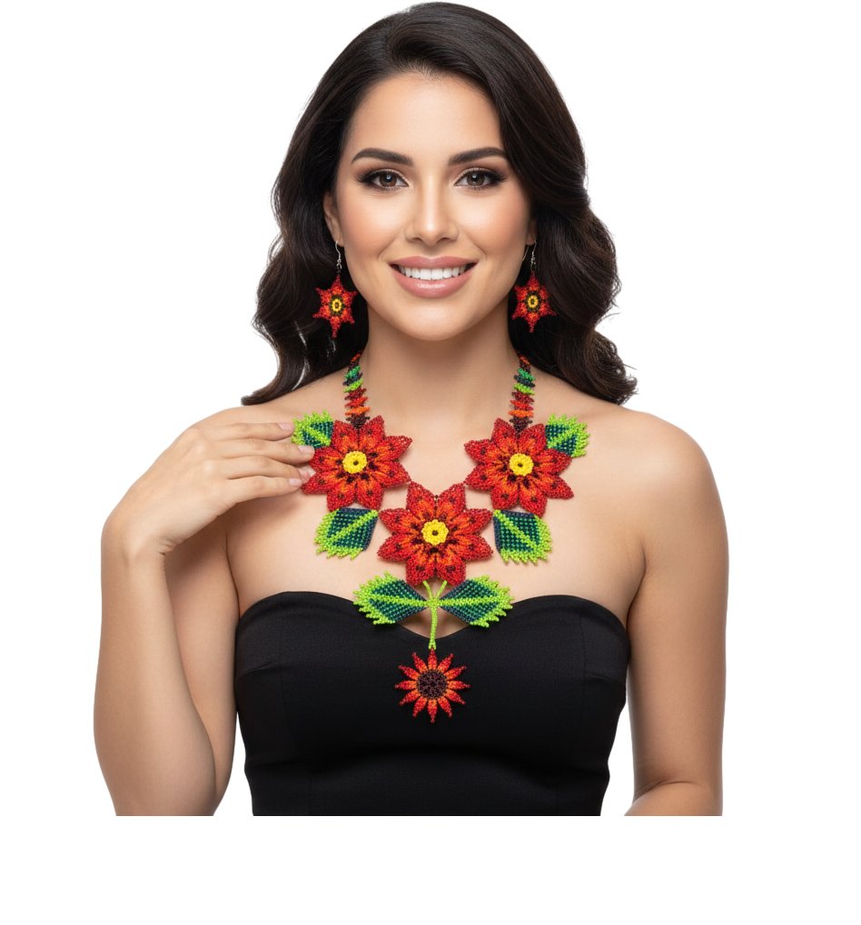 Juego De Collar De Chaquira Con Aretes Y Pulsera Para Dama