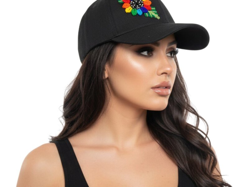 Gorra Para Dama Con Flor De Chaquira Artesanal