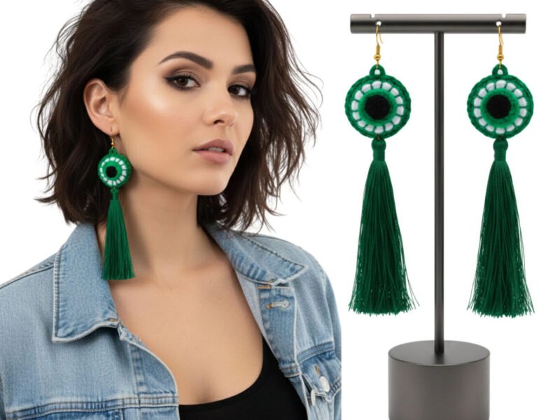 Aretes Largos De Ojo Turco Artesanal