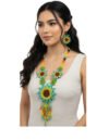 Set Collar Largo De Girasol Con Aretes Y Pulsera