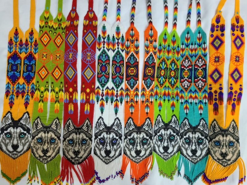 Collar Largo De Chaquira Lobo Unisex Artesanal