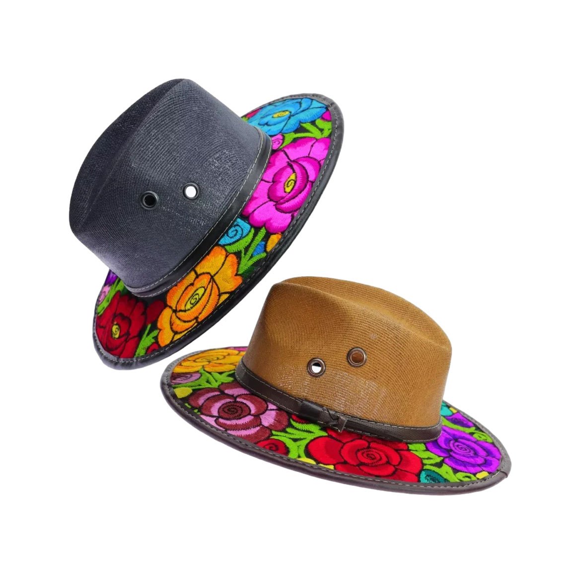 Sombrero De Yute Con Bordado Floral Artesanal Para Dama