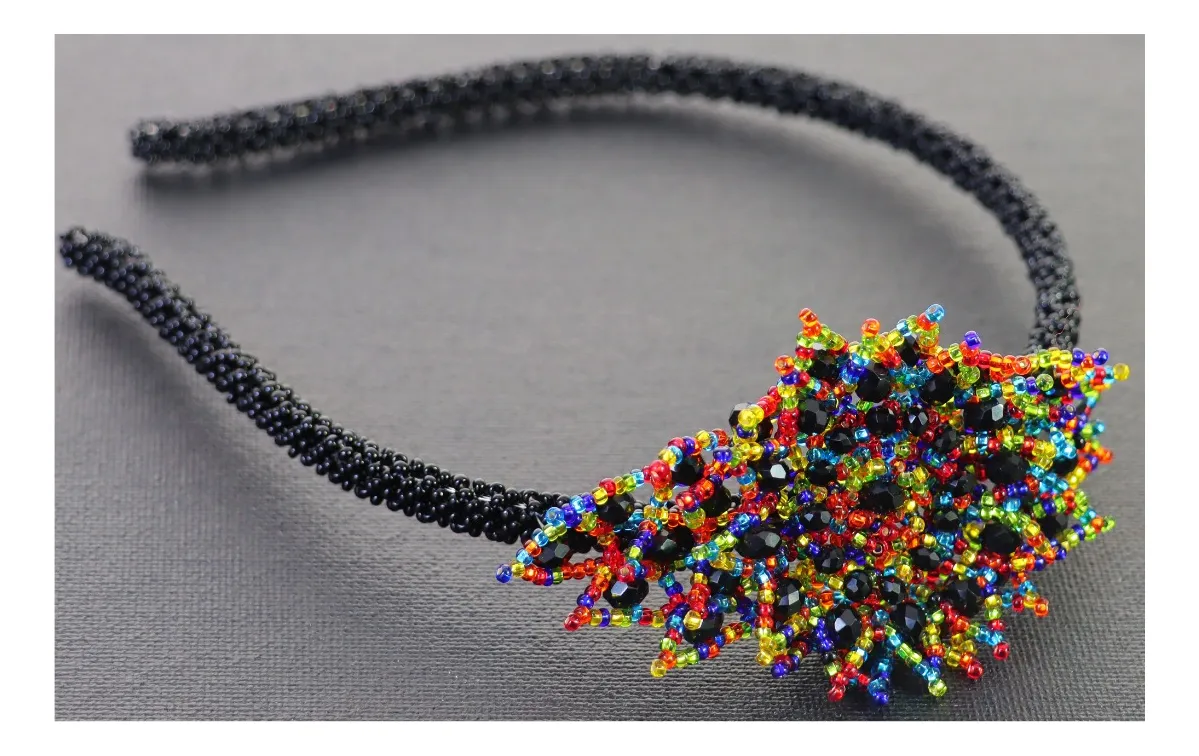 Diadema De Cristal Y Chaquira Artesanal Elegante - Image 3