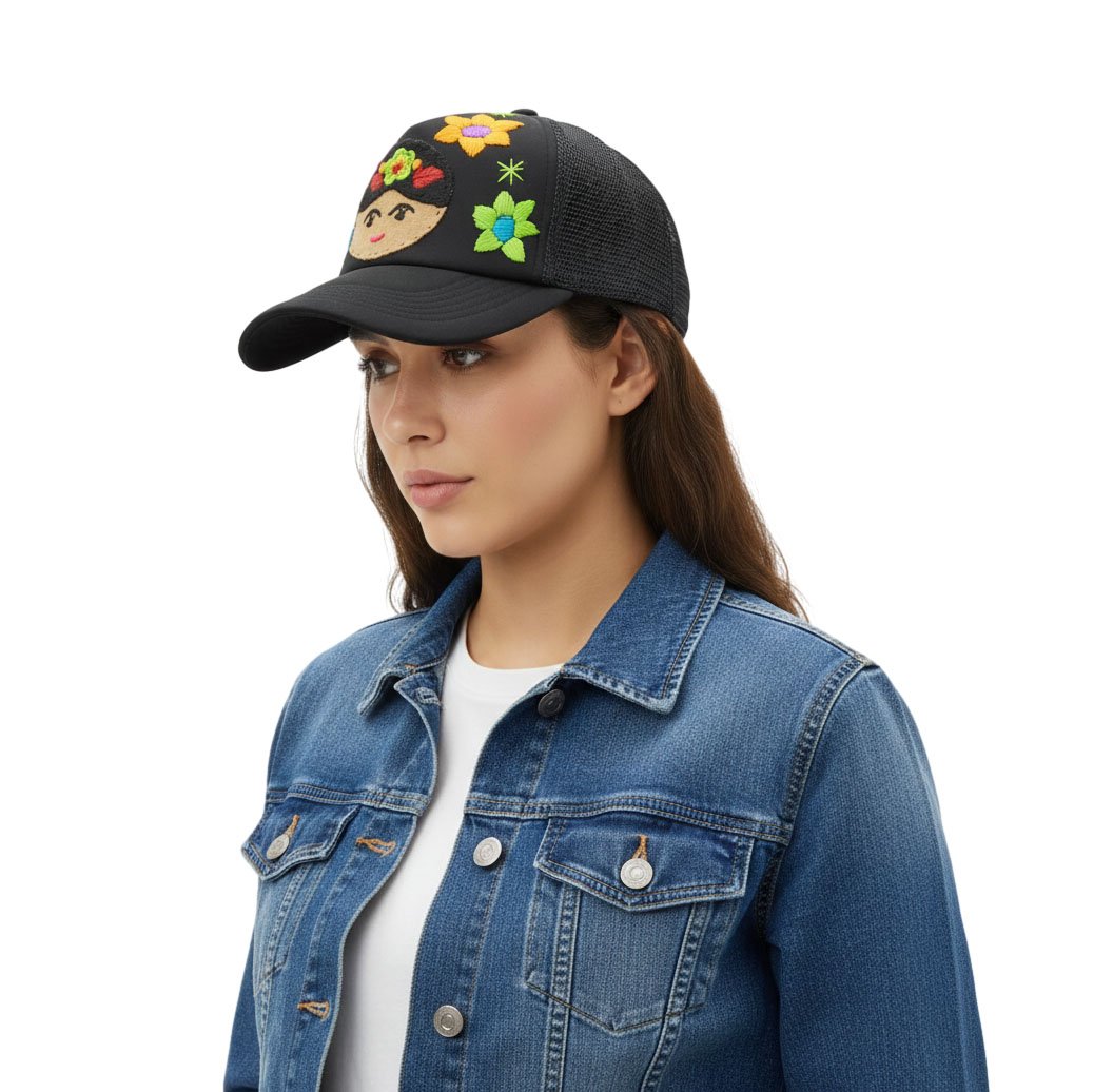 Gorra Bordado Floral Frida Artesanal Para Dama - Image 4