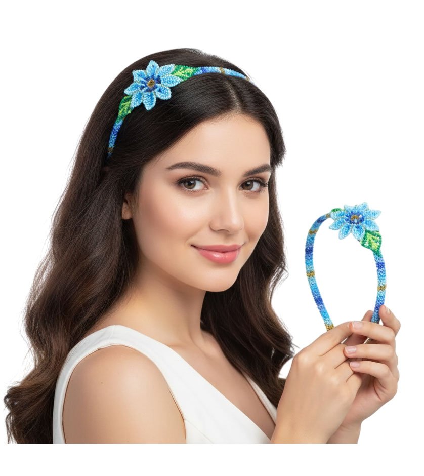 Diadema De Chaquira Huichol Flor Artesanal - Image 4