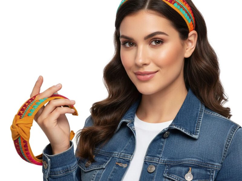 Diadema De Nudo Bordado A Mano Artesanal