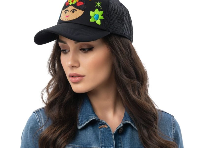 Gorra Bordado Floral Frida Artesanal Para Dama