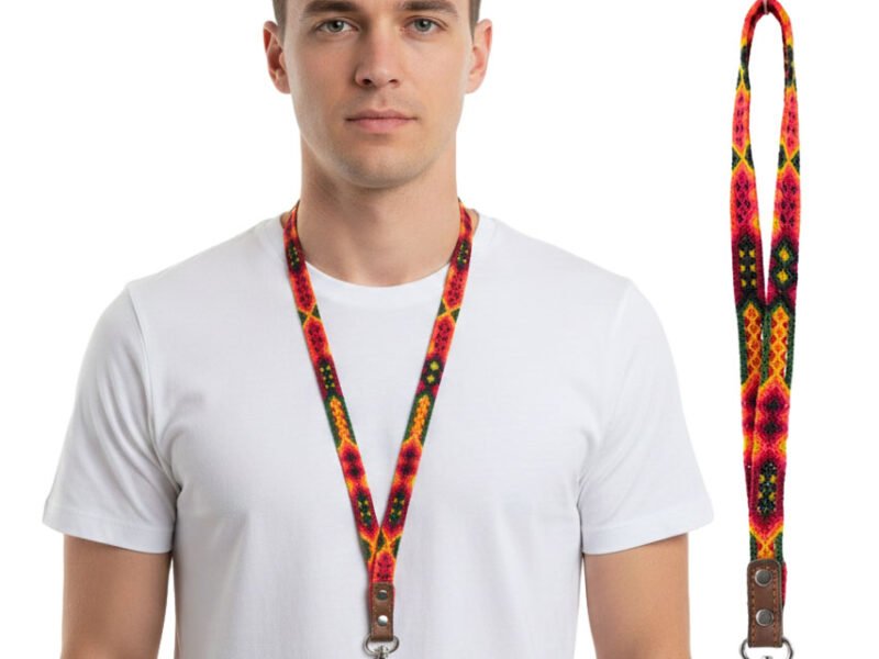 Lanyard Portallaves Tejido A Mano Portagafete Artesanal