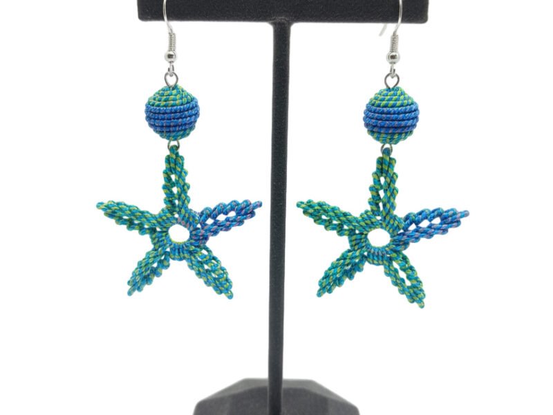 Aretes Tejidos A Mano Estrella Mar Boho Artesanal