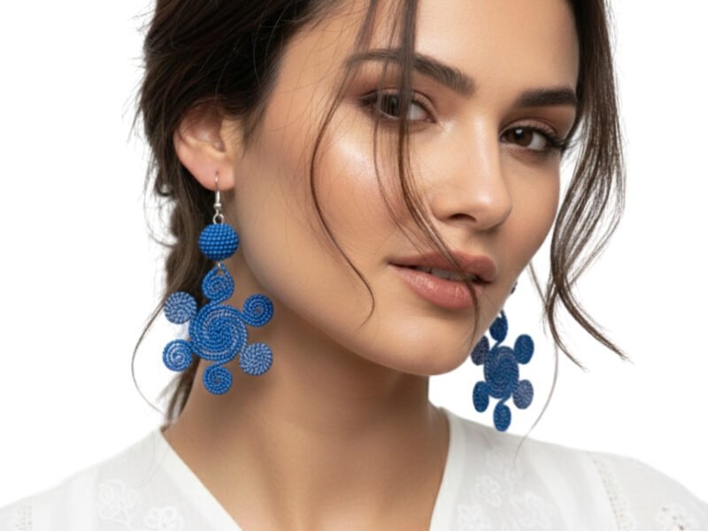 Aretes De Gancho Tejidos Diseño Espiral Artesanal