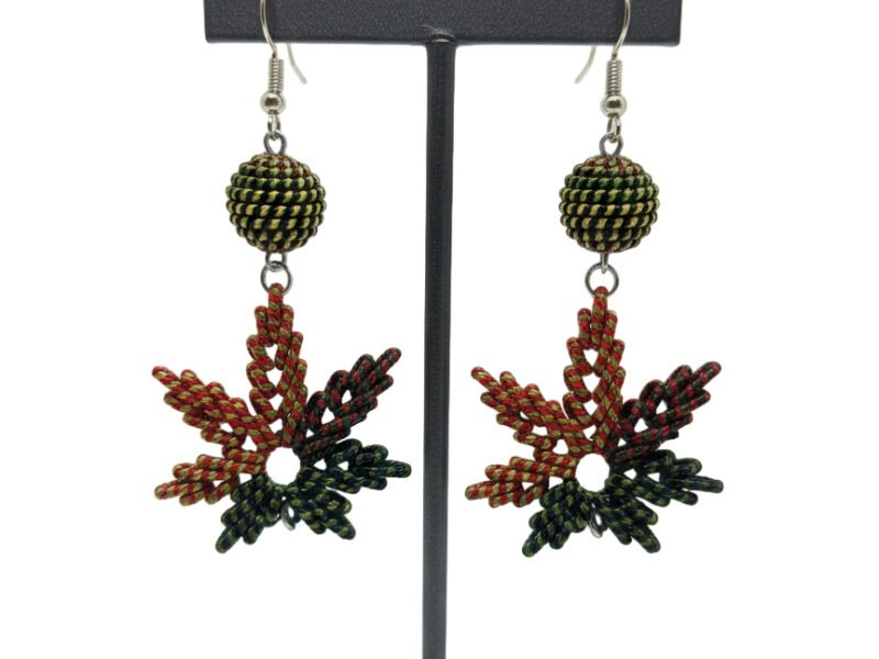 Aretes De Hoja Tejidos A Mano Hilo De Moda