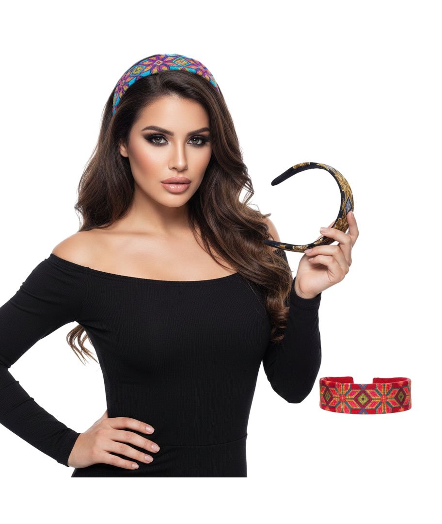 Diadema Ancha Con Bordado Artesanal Para Dama - Image 8