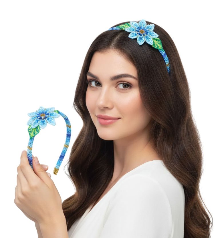 Diadema De Chaquira Huichol Flor Artesanal - Image 3