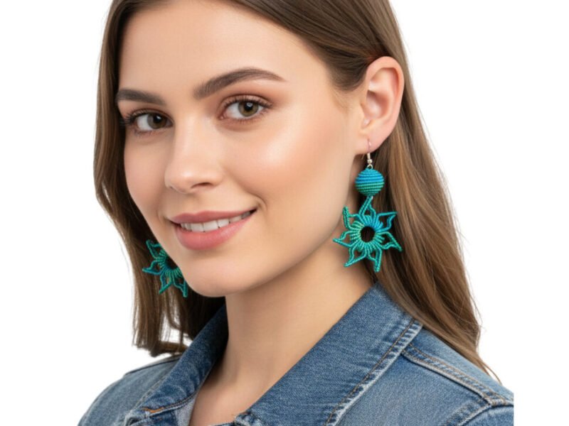 Aretes Tejidos A Mano Artesanales Forma De Sol