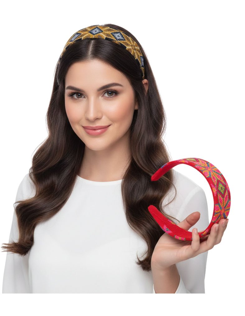 Diadema Ancha Con Bordado Artesanal Para Dama - Image 3