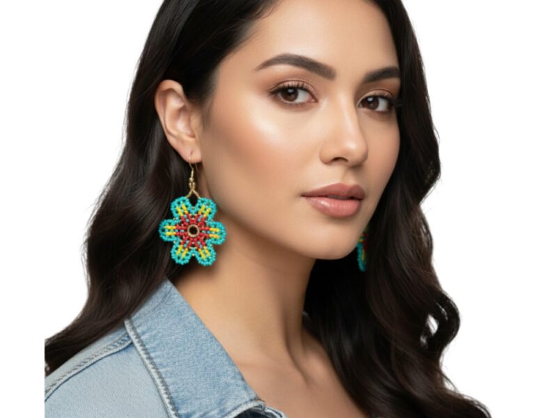 Aretes De Chaquira De Flor Hechos A Mano