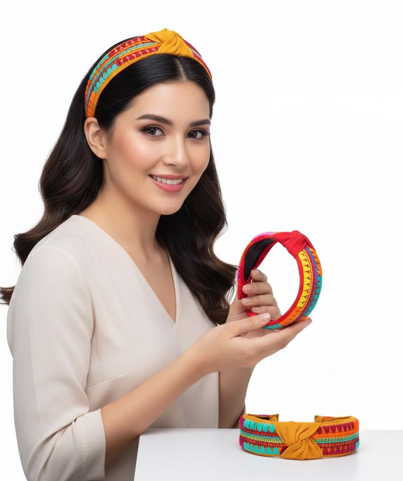 Diadema De Nudo Bordado A Mano Artesanal - Image 3