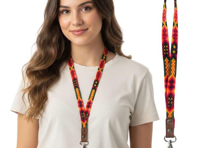 Lanyard Portallaves Tejido A Mano Portagafete Artesanal