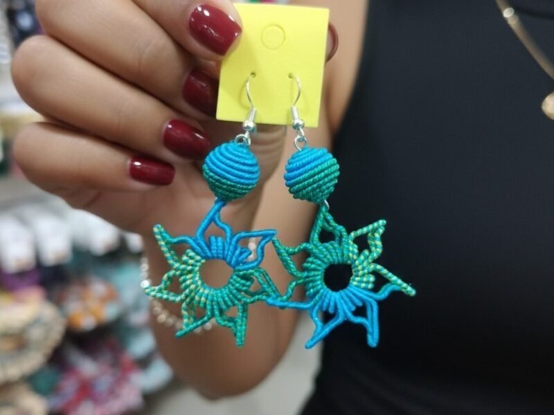 Aretes Tejidos A Mano Artesanales Forma De Sol