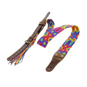 Correa para Guitarra Tejido a Mano Diseño Étnico y Piel Genuina