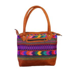 Bolsa de Gamuza con Bordado Artesanal Colorido