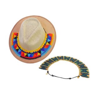 Toquilla de Chaquira Estilo Huichol Artesanía Mexicana para Sombreros