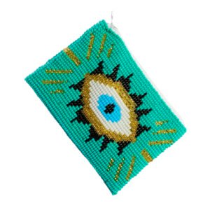 Monedero Artesanal de Chaquira con Diseño de Ojo Turco