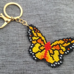 Llavero de Mariposa de Chaquira Artesanal Hecho a Mano