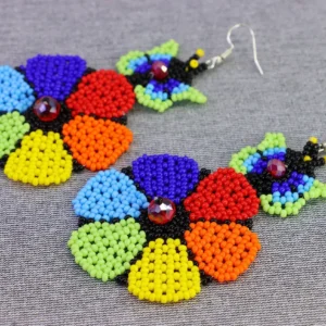 Aretes De Chaquira Flor Y Mariposa Artesanales Coloridos