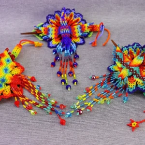 Pasador para Cabello de Colibri Artesanía Wixárika Chaquira Hecha a Mano