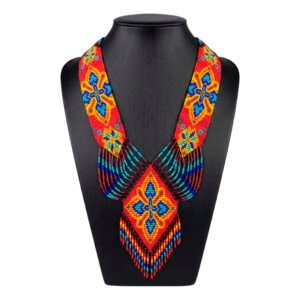 Collar Largo de Chaquira Huichol Arte Mexicano Hecho a Mano
