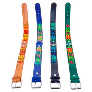 Collar de Piel Genuina con Tejido Artesanal para Perro Grande 50 cms