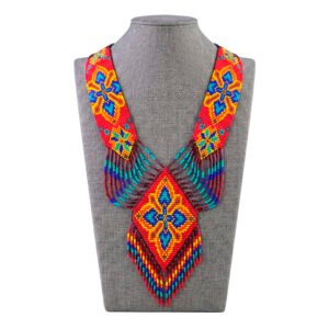 Collar Largo de Chaquira Huichol Arte Mexicano Hecho a Mano