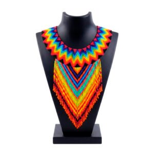 Collar de Chaquira Grande con Flecos Hecho a Mano Artesanal