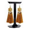 Aretes Largos De Cristal Con Flecos De Hilo Artesanal