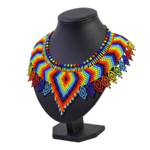 Collar Gargantilla de Chaquira Artesanal Huichol Hecho a Mano
