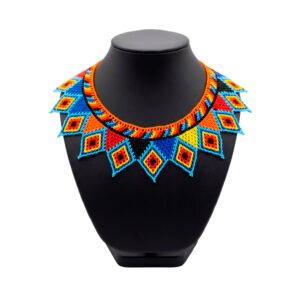 Collar de Chaquira Huichol Multicolor Pechera Artesanal Mexicana