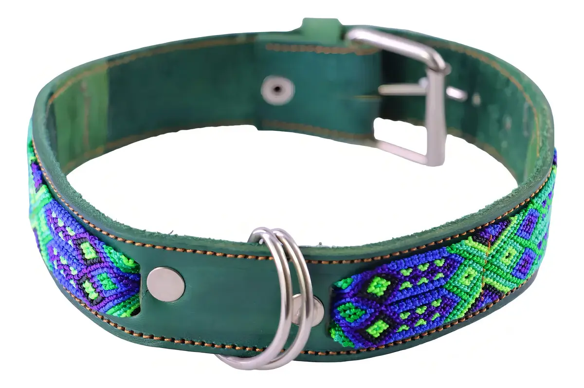 Collar Para Grande De Piel Con Tejido Artesanal 55 cms - Image 3