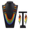 Set De Collar Y Aretes Artesanales Huichol De Chaquira