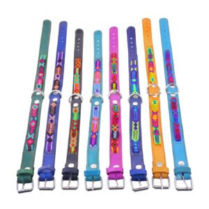 Collar Para Perro Mediano De Piel Con Tejido Artesanal 40cm