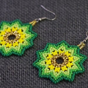 Aretes Colgantes de Chaquira Arte Huichol Cultura Mexicana