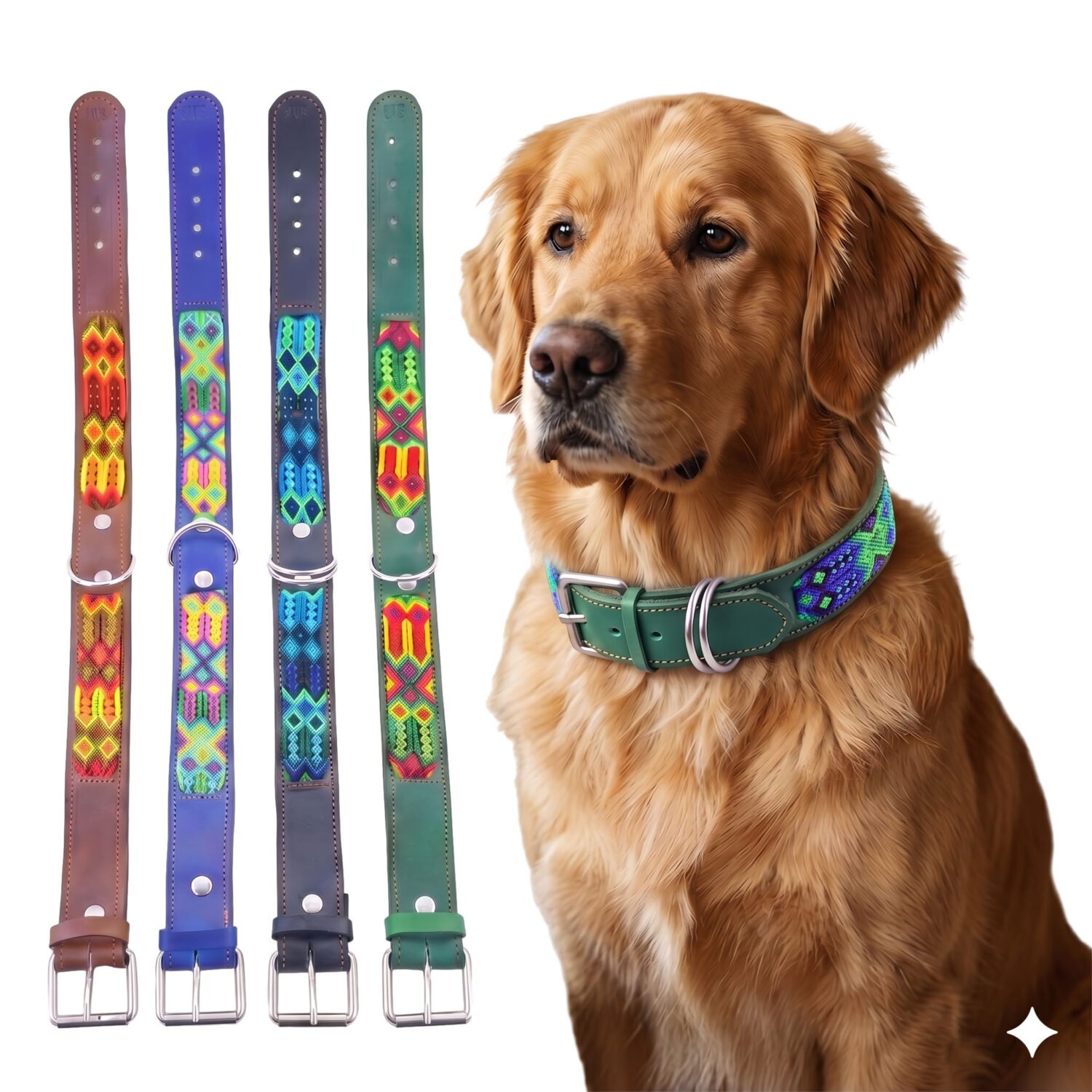 Collar Para Grande De Piel Con Tejido Artesanal 55 cms