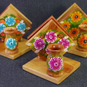 Servilletero Artesanal De Madera Pintado Con Flores