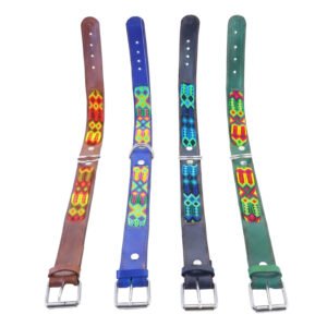 Collar Para Grande De Piel Con Tejido Artesanal 55 cms
