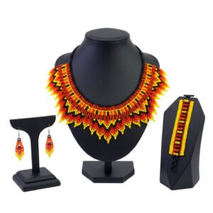 Set Collar Huichol Chaquira Gargantilla Aretes Y Pulsera